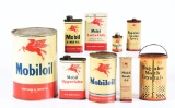 LOT OF 9: MOBIL MOTOR OILS SERVICE STATION ADVERTISING CANS.