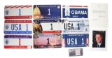 LOT OF 9: PRESIDENTIAL INAUGURAL LICENSE PLATES.