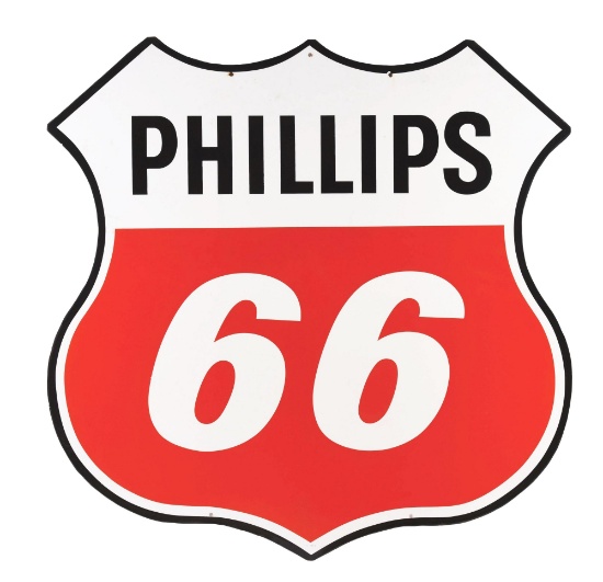 PHILLIPS 66 GASOLINE PORCELAIN SERVICE STATION SIGN.