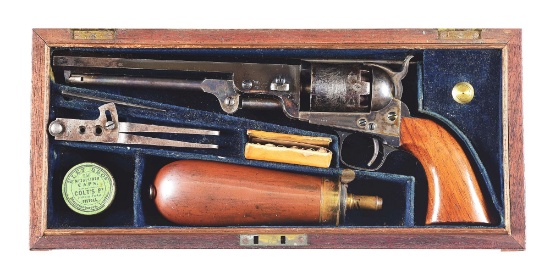 (A) CASED HIGH CONDITION COLT LONDON 1851 NAVY PERCUSSION REVOLVER.