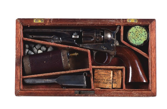 (A) COLT MODEL 1862 POLICE REVOLVER WITH CASE AND ACCESSORIES.