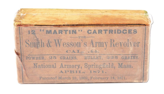 NATIONAL ARMORY, SPRINGFIELD, MASS., .44 AMERICAN CARTRIDGE BOX.