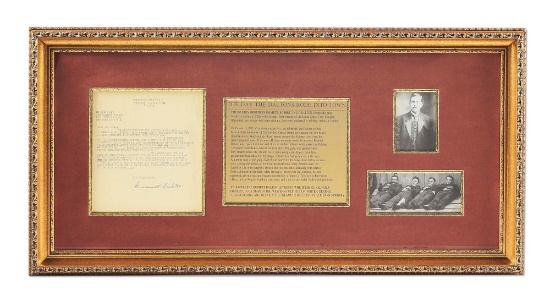 FRAMED LETTER SIGNED BY NOTORIOUS WESTERN OUTLAW EMMETT DALTON.