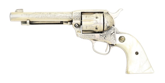 (C) HIGH CONDITION TEXAS RANGER GRAHAM BARNETT COLT SINGLE ACTION ARMY REVOLVER WITH BADGE, HOLSTER