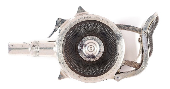 (A) DESIRABLE NICKEL FINISHED CHICAGO ARMS COMPANY PROTECTOR PALM PISTOL.
