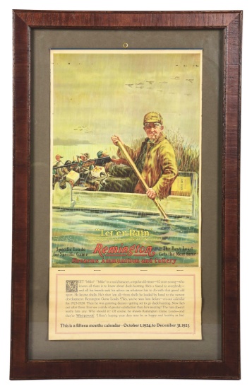 REMINGTON FIREARMS AMMUNITION AND CUTLERY ADVERTISING SIGN.