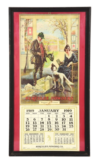 HERCULES POWDERS 1919 CALENDAR ADVERTISING SIGN.