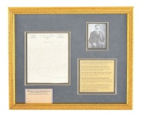 FRAMED LETTER WRITTEN AND SIGNED BY LEGENDARY OLD WEST LAWMAN PAT GARRETT, EX DR. MAROHN COLLECTION.