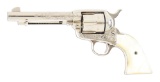 (C) NEAR MINT FACTORY ENGRAVED COLT SINGLE ACTION ARMY REVOLVER WITH CARVED EAGLE PEARL GRIPS.