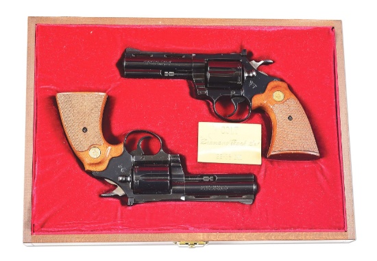 (M) LOT OF 2: CASED PAIR OF COLT DIAMONDBACK DOUBLE ACTION REVOLVERS.