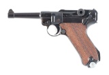 (C) K DATE MAUSER S/42 CODE P.08 LUGER SEMI-AUTOMATIC PISTOL WITH HOLSTER.