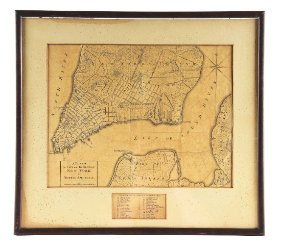 EARLY REVOLUTIONARY WAR PERIOD UNIVERSAL MAGAZINE MAP DEPICTING PORTIONS OF NEW YORK CITY.