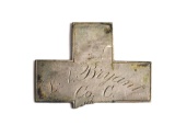 BATTLEFIELD RECOVERED INSCRIBED KIA 6TH CORPS BADGE, WILDERNESS.