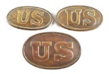 LOT OF 3: US BELT PLATES RECOVERD FROM CEDAR MOUNTAIN AND ALEXANDRIA, VIRGINIA.