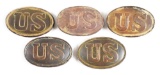 LOT OF 5: US CIVIL WAR BELT PLATES RECOVERED FROM THE WILDERNESS BATTLEFIELD