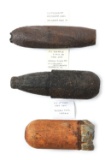 LOT OF 3: CIVIL WAR PROJECTILES: 12 POUND WHITWORTH SHELL