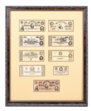 FRAMED LOT OF NINE PIECES CS CURRENCY