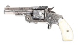(A) SMITH AND WESSON .38 SINGLE ACTION FIRST MODEL BABY RUSSIAN REVOLVER WITH FACTORY LETTER.
