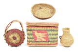 LOT OF 4: NATIVE AMERICAN WOVEN BASKETS.