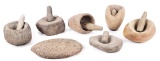 LOT OF 7: NATIVE AMERICAN METATES AND PESTLES.