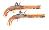 (A) PAIR OF A.W. SPIES .54 SMOOTHBORE FLINTLOCK PISTOLS.