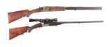 (C) LOT OF 2: GERMAN OVER-UNDER AND SIDE BY SIDE DETACHABLE BARREL GUNS.