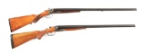 (C) LOT OF 2: IVER JOHNSON HERCULES GRADE AND HOPKINS & ALLEN ARMS CO. FOREHAND SIDE BY SIDE SHOTGUN