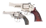 (M+A) LOT OF 2: SMITH & WESSON MODEL 19-4 AND 2ND MODEL .38 DOUBLE ACTION REVOLVERS.