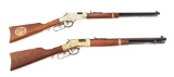 (M) LOT OF 2: 2 HENRY REPEATING ARMS LEVER ACTION RIFLES: BOY SCOUT .22 LR AND BIG BOY .357/.38 SPL.