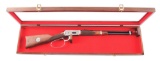 (M) WINCHESTER MODEL 94 JOHN WAYNE COMMEMORATIVE LEVER ACTION RIFLE IN FACTORY BOX AND DISPLAY CASE.