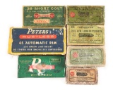 LOT OF 7: VARIOUS VINTAGE BOXES OF AMMO.