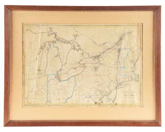 FRAMED WAR OF 1812 ERA "A CORRECT MAP OF THE SEAT OF WAR".