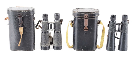 LOT OF 3: GERMAN WWI TRENCH PERISCOPE AND 2 PAIRS OF GERMAN WWII BINOCULARS.