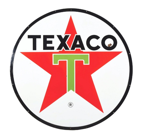 TEXACO GASOLINE PORCELAIN SERVICE STATION SIGN W/ STAR GRAPHIC.