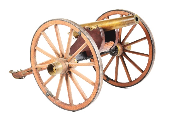 IMPRESSIVE 28" BRONZE STRONG SIGNAL CANNON ON FIELD CARRIAGE.