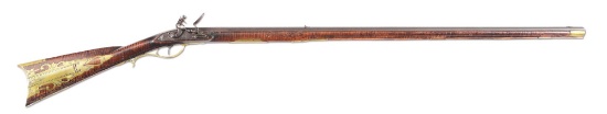 (A) INCISE CARVED FLINTLOCK KENTUCKY RIFLE SIGNED THOMAS ALLISON.