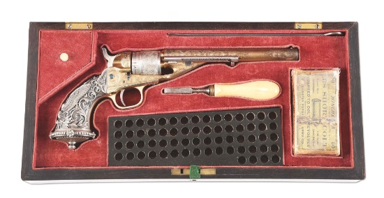 (A) RARE, COLT MODEL 1872 "IMPROVED POCKET POLICE" REVOLVER, HIGHLY EMBELLISHED WITH TIFFANY STYLE S