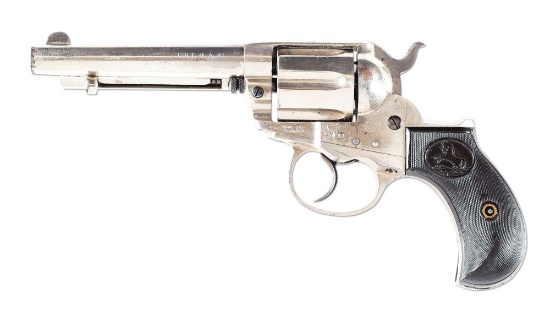 (A) COLT 1877 "THUNDERER" DOUBLE ACTION REVOLVER WITH LEATHER CASE FROM OF THE DECATUR FAMILY.