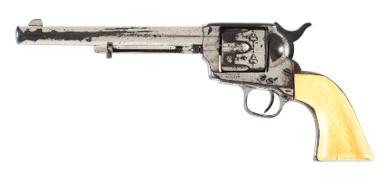 (A) NICKEL PLATED COLT SINGLE ACTION ARMY REVOLVER.