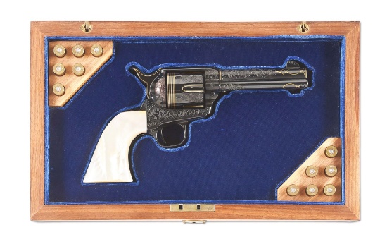 (C) EXTREMELY ATTRACTIVE ENGRAVED THIRD GENERATION COLT SINGLE ACTION ARMY REVOLVER WITH DISPLAY CAS