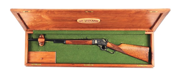 (M) CASED MARLIN 1889-1989 SHOW GUN CENTENNIAL MODEL LEVER ACTION RIFLE.