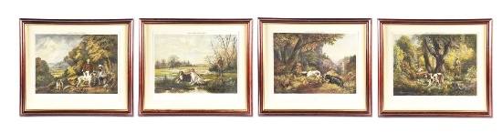 VERY SCARCE COMPLETE SET OF FOUR WILLIAM MARDEN'S 1857 AMERICAN FIELD SPORTS HAND COLORED LITHOGRAPH
