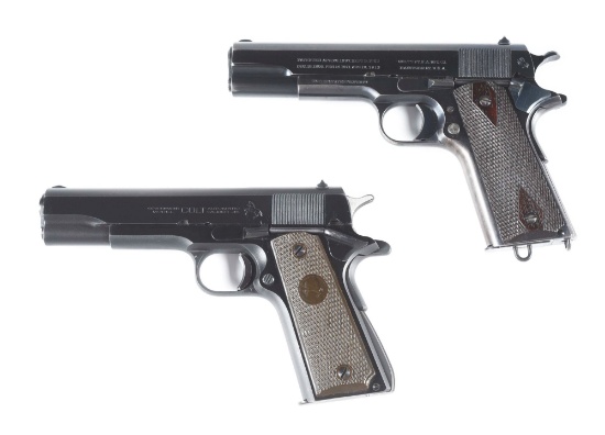 (C) PAIR OF COLT 1911 AND 1911A1 PISTOLS THAT BELONGED TO A FATHER-SON PAIR WHO BOTH ATTENDED WEST P