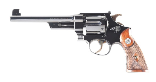 (C) SMITH & WESSON .44 HAND EJECTOR 1ST MODEL TARGET TRIPLE LOCK REVOLVER.
