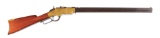 (A) FINE HENRY LEVER ACTION REPEATING RIFLE WITH DESIRABLE 4 PIECE CLEANING ROD.
