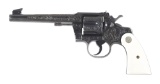 (C) FINELY ENGRAVED COLT OFFICERS MODEL 38 HEAVY BARREL DOUBLE ACTION REVOLVER (1938).