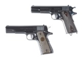 (C) PAIR OF COLT 1911 AND 1911A1 PISTOLS THAT BELONGED TO A FATHER-SON PAIR WHO BOTH ATTENDED WEST P