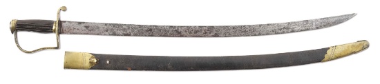 AMERICAN REVERSE-P HILTED NCO SWORD WITH SCABBARD.