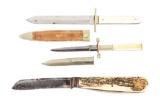 LOT OF 3: SLATER BROTHERS SPEARPOINT KNIFE, GEORGE WOSTENHOLM DIRK, AND F HERDER ABR. SOHN FOLDING K