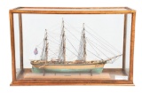 CUTTY SARK WOODEN SHIP MODEL WITH DISPLAY CASE.